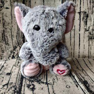 Kellytoy Elephant 8" Plush Stuffed Animal Gray Heart On Foot Valentine's Day